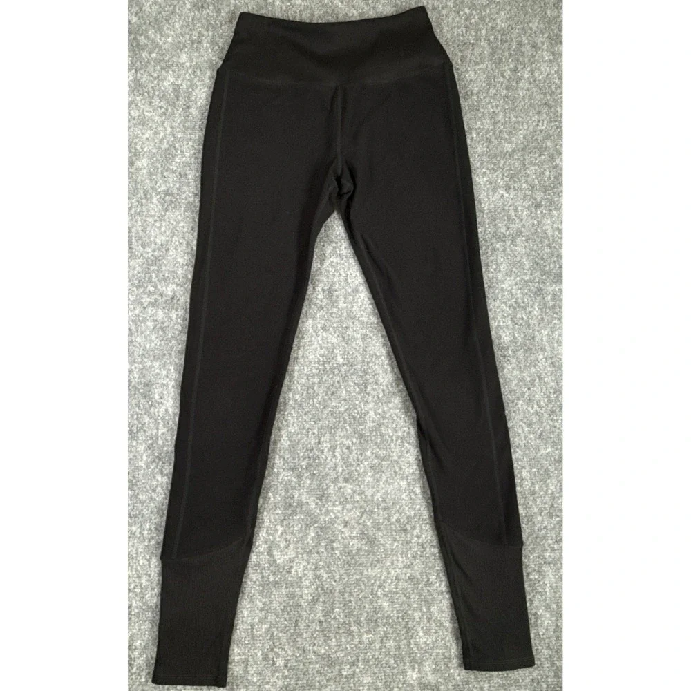 Alo Yoga Womens Small High Waisted Ribbed Cuff Leggings Black Activewear